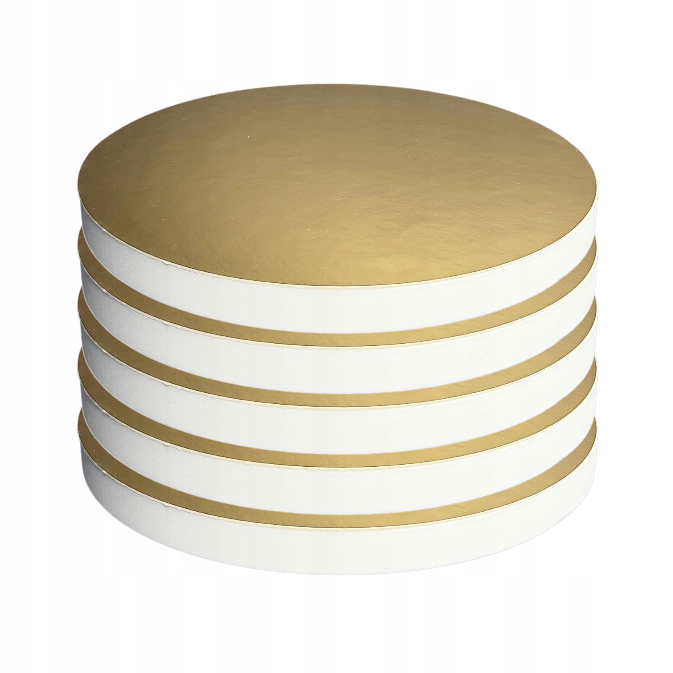 Podkład Pod Tort Styrodur Złoty 34 cm Okrągły Sztywny 5szt Zestaw