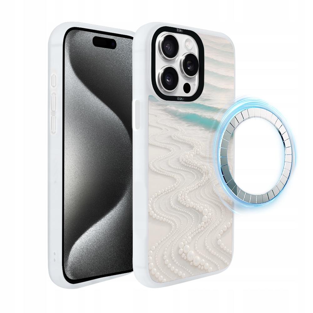 Pouzdro pro iPhone 15 Pro Ibizu DropGuard Matt s MagSafe, korálová pláž, bílé