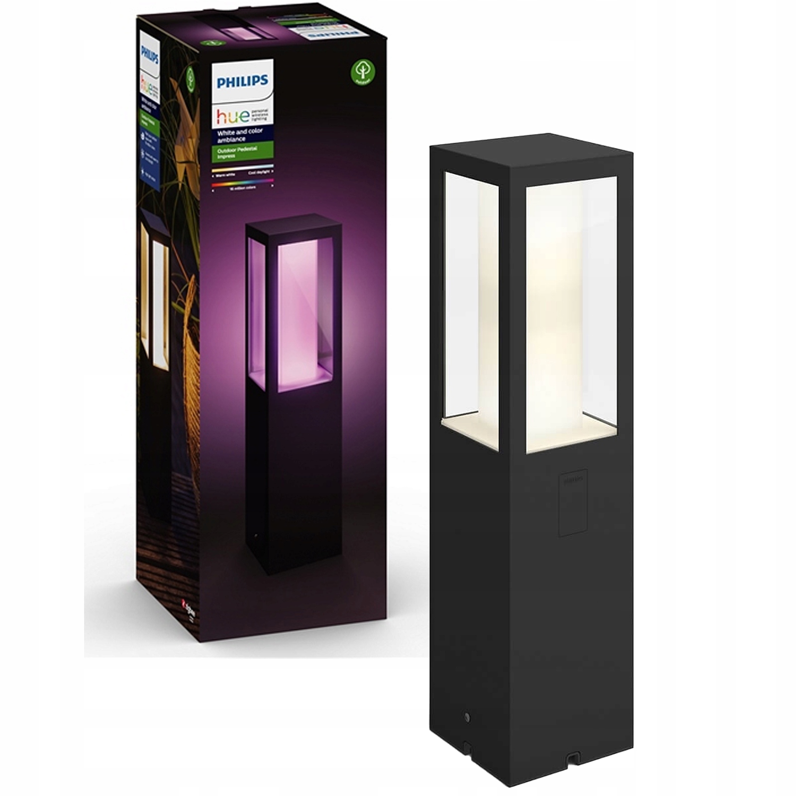Vonkajšia lampa čierna Led 8W Impress Pedestal Extensio Philips Hue