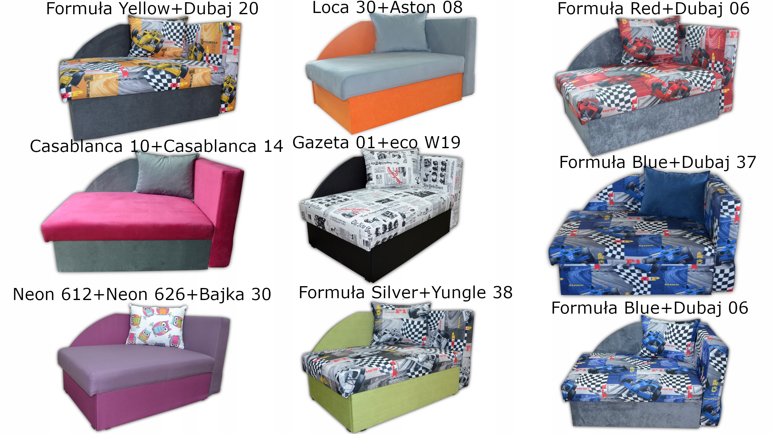 Łóżko kanapa tapczan SMERF na bonellu PRODUCENT Kolekcja Rodos 81+Rodos 84