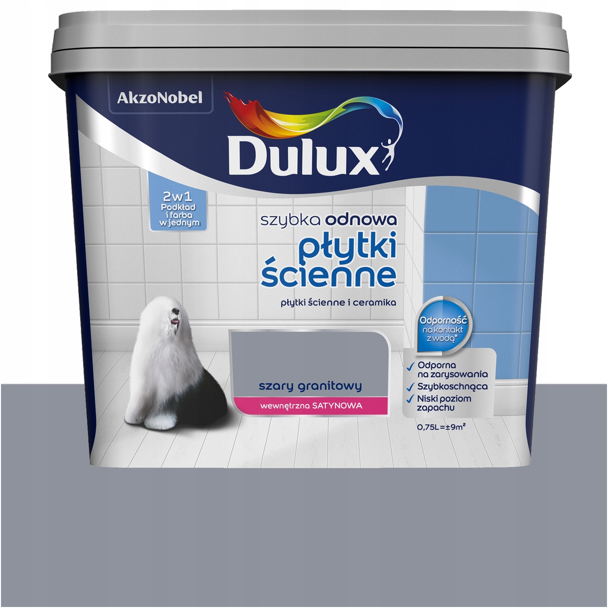 Dulux farba do glazury Szybka Odnowa Płytki Ścienne Szary Granitowy 0,75L