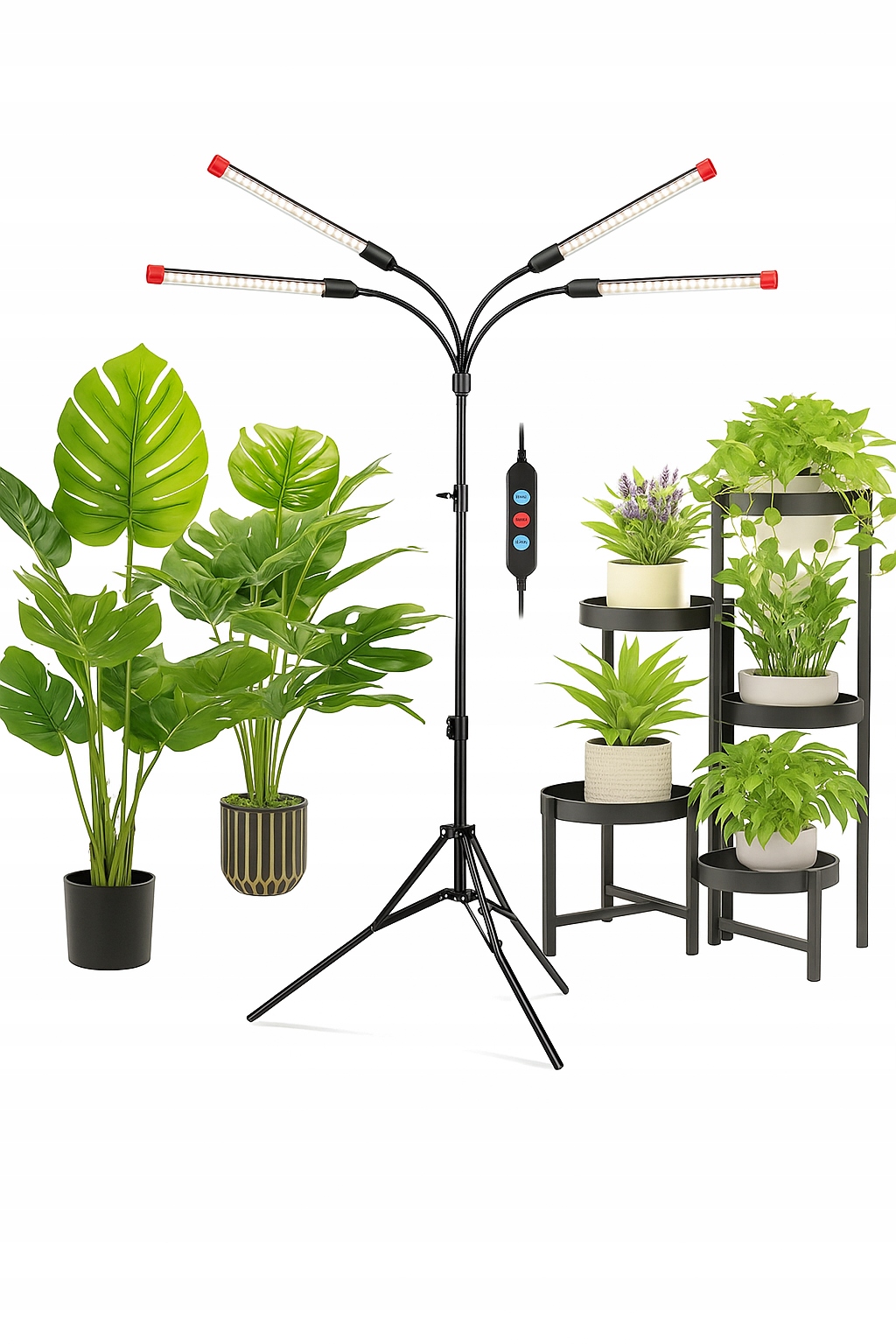 Lampa pro pěstování rostlin se stojanem a časovačem, 4, 8, 12 hodin, 36 W,