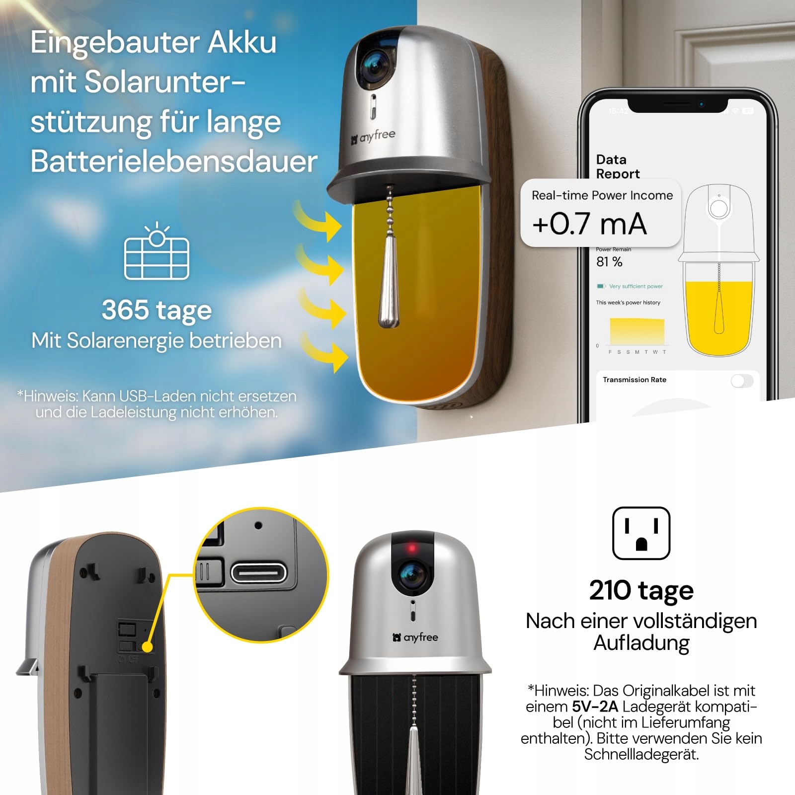 RING Wideodomofon 1080P HDR Bezprzewodowy Z Dzwonkiem WiFi Solar PIR Audio — miniatura 3