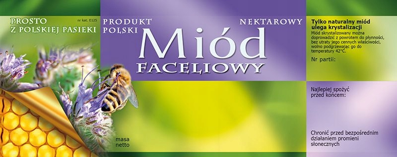 

Etykiety na miód faceliowy (100szt) wzór E125