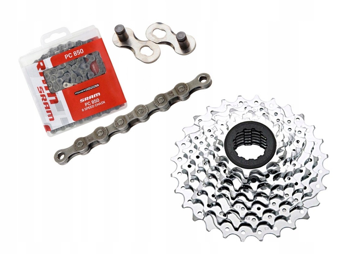 Zestaw kaseta Sram PG-850 8-rz 11-32T 8s 8 rzędów łańcuch PC-850