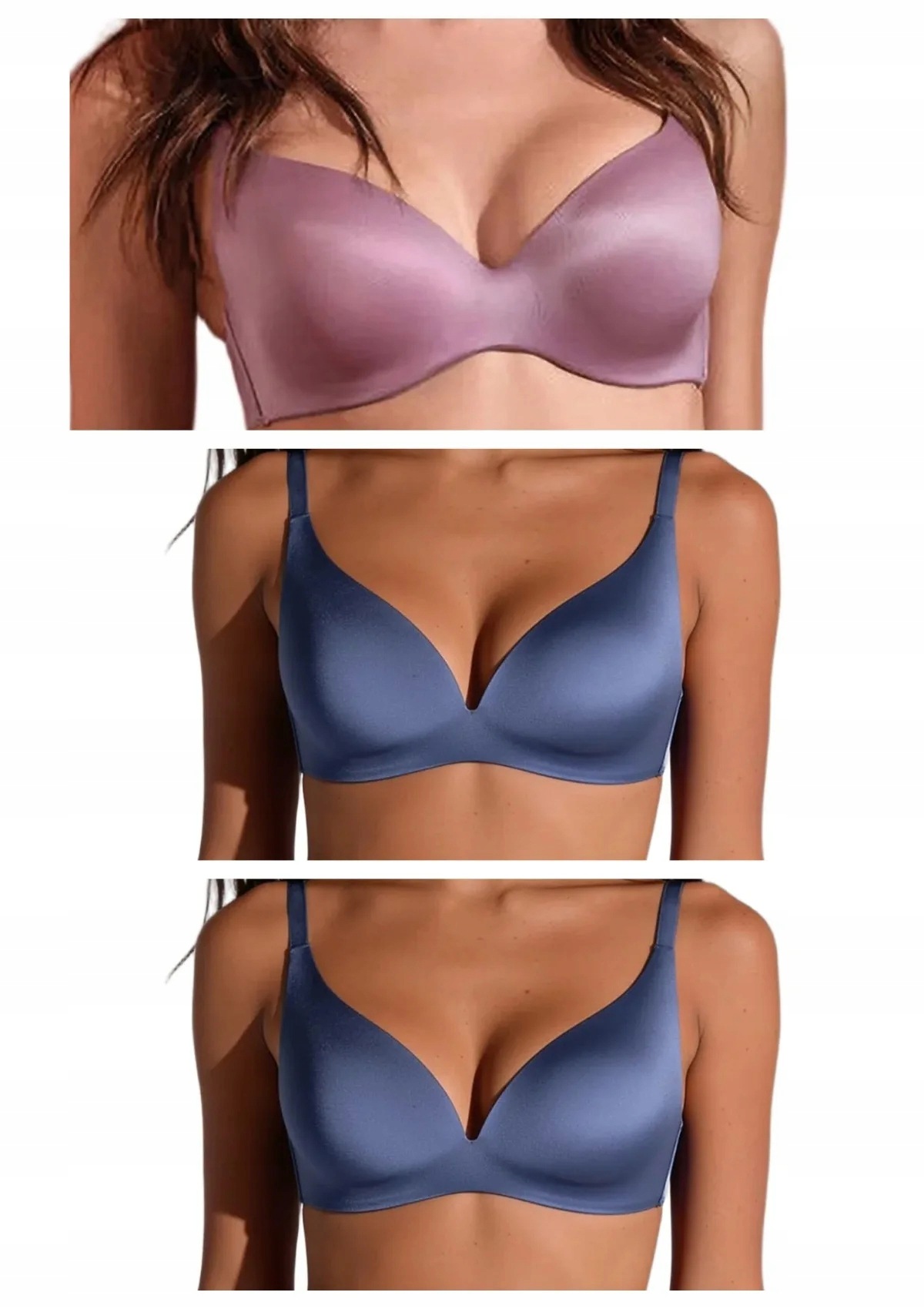 Lormar One vyztužená podprsenka z mikrovlákna 3 ks 2x jeans růžová 75D