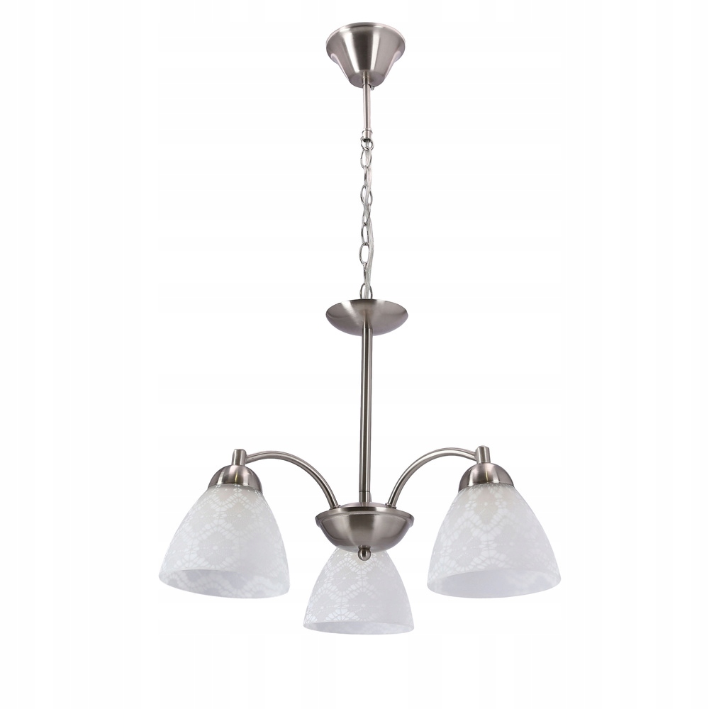 Lampa wisząca Candellux Cavallo srebrna 3xE27 klasyczna białe klosze