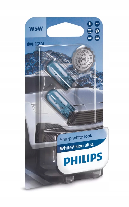 

Żarówki Philips W5W White Vision 12V 5W 2 Sztuki