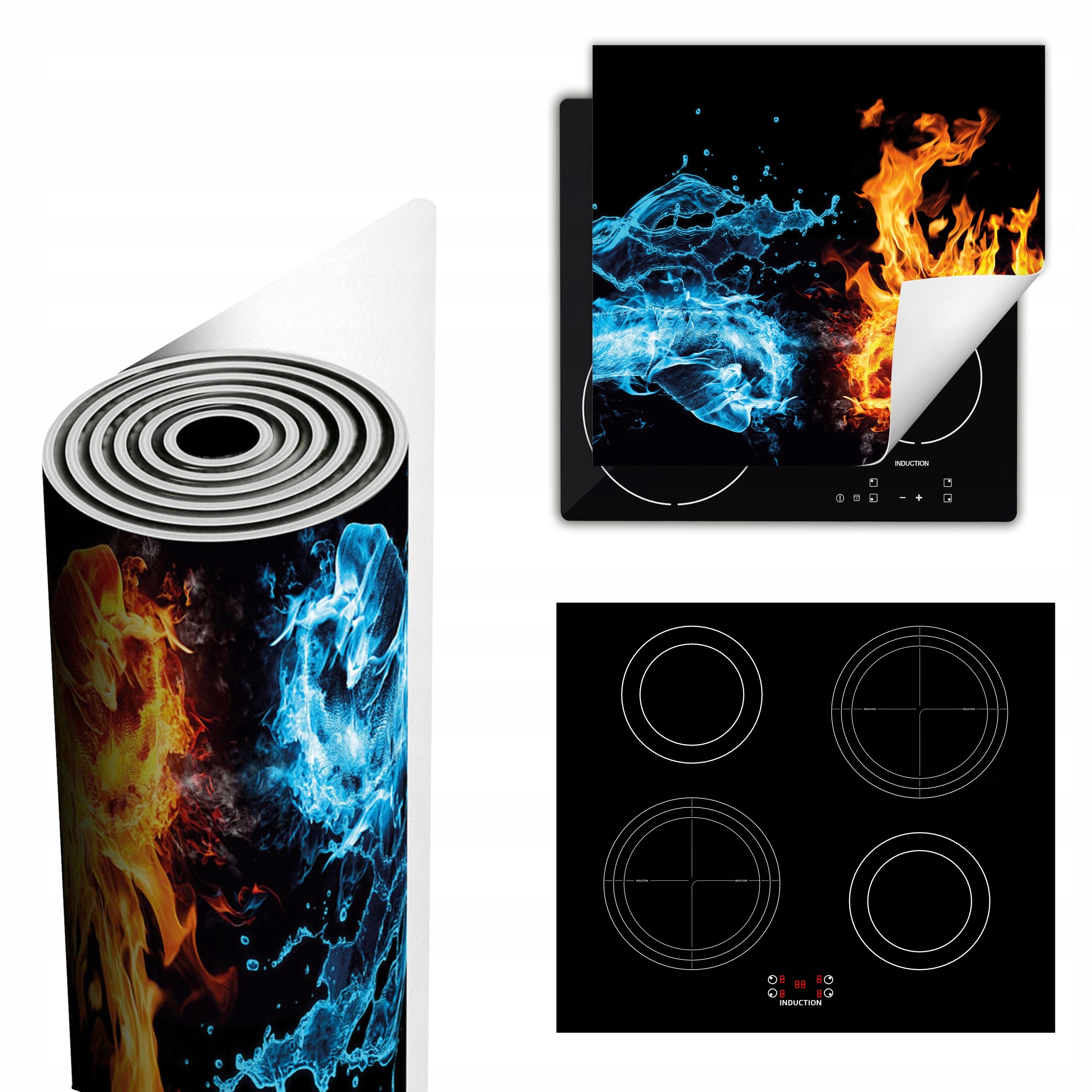 Ochranná Podložka Na Sporák Má Více Místa 60x52 černá voda oheň