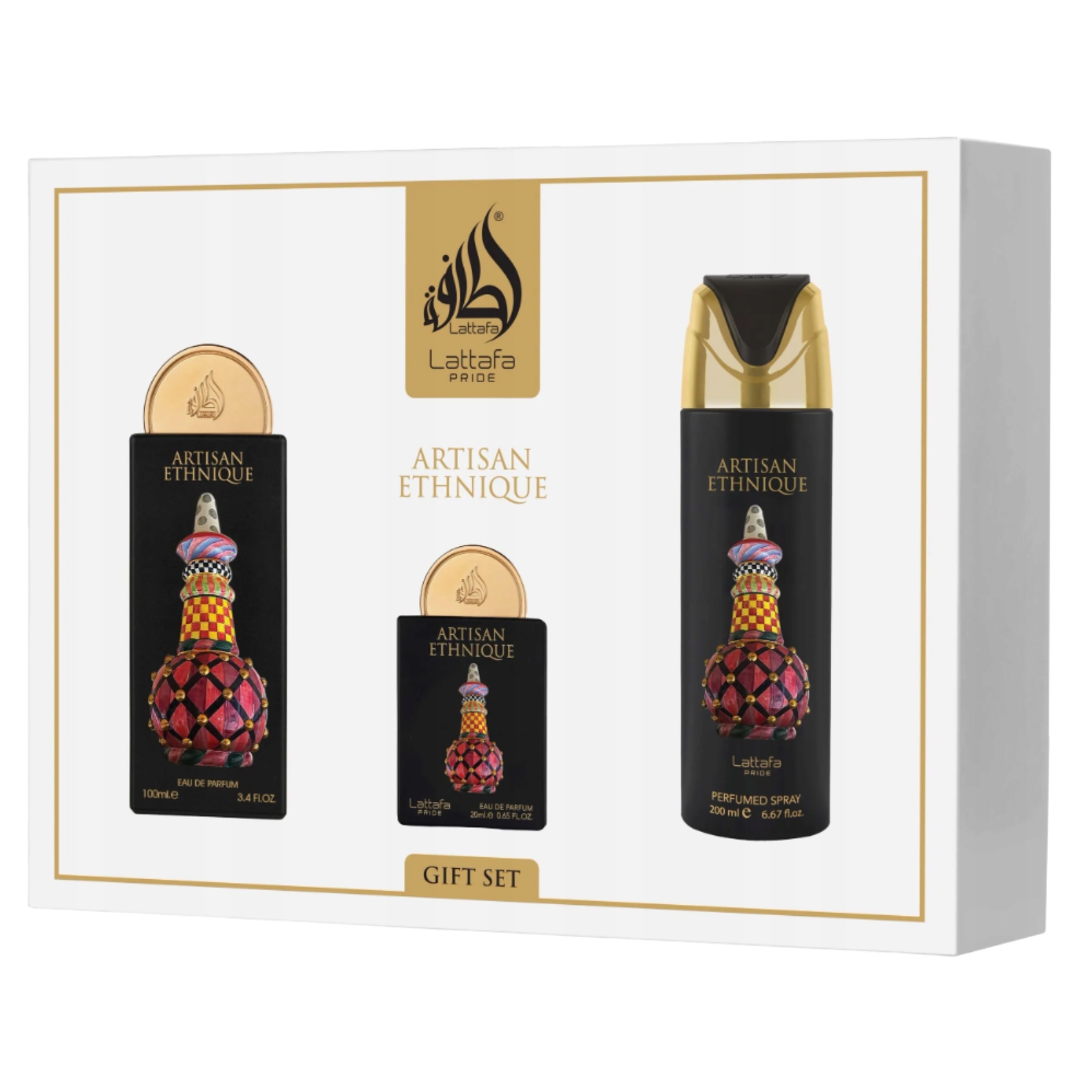 Lattafa Pride Artisan Ethnique sada Edp 100 ml 20 ml deodorant 200 Ml