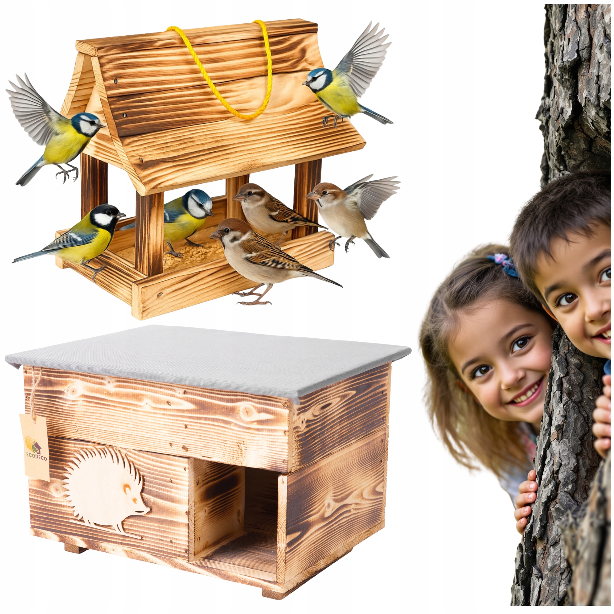 Domček pre ježka Ježka Drevená búdka kŕmidlo pre vtáky výrobca XXL