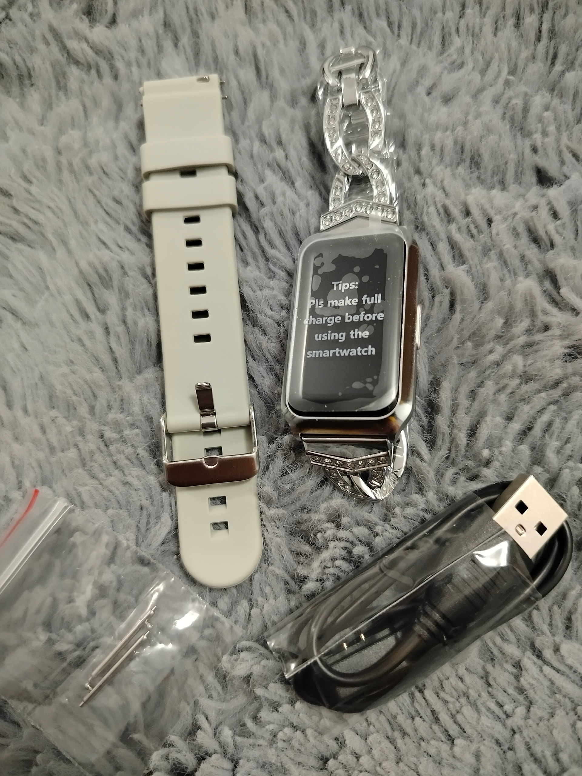 Smartwatch Fitoncloud Smart Watch srebrny 2 bransolety