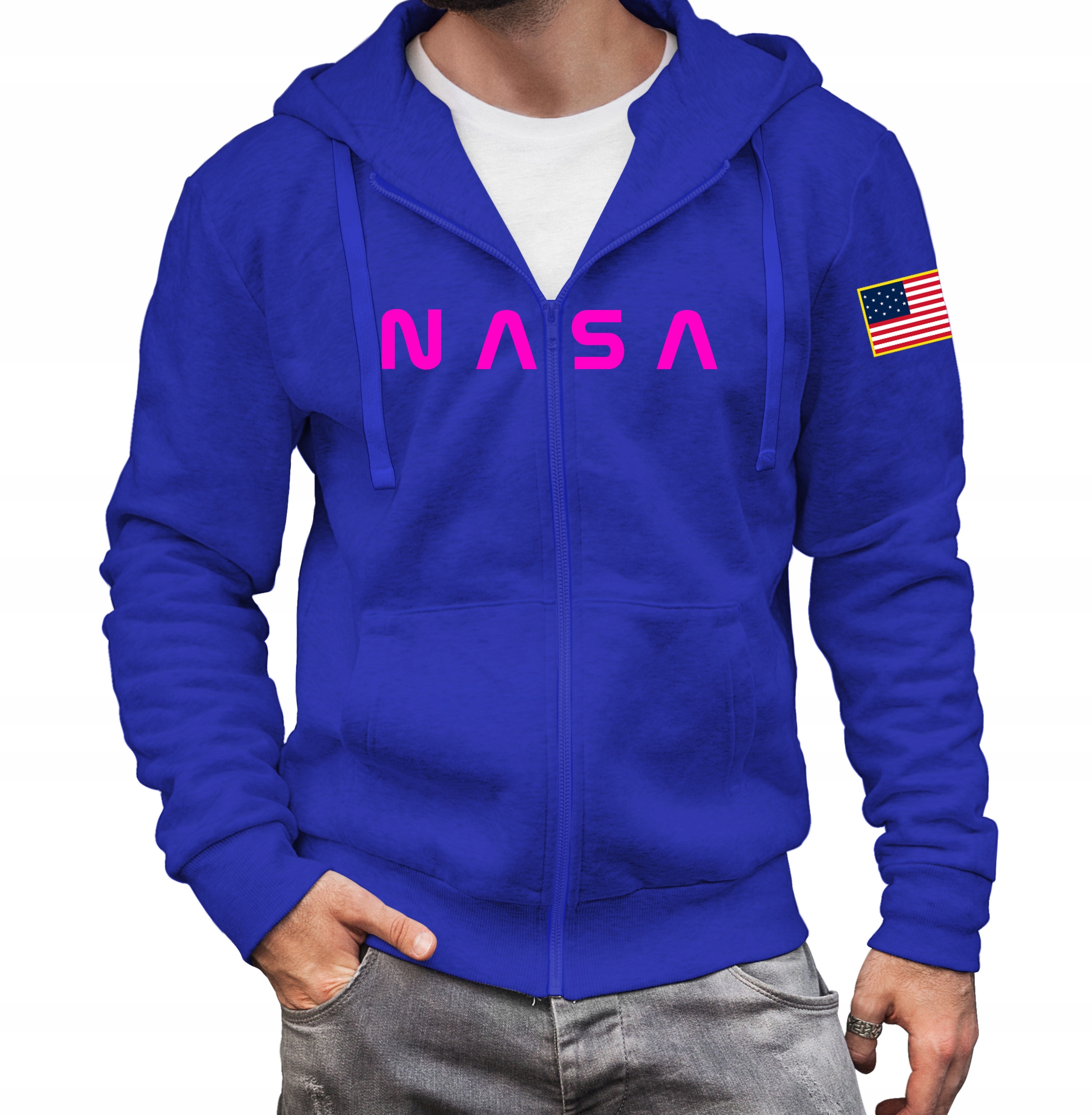 

Bluza Nasa męska z kapturem Rozpinana niebieska S