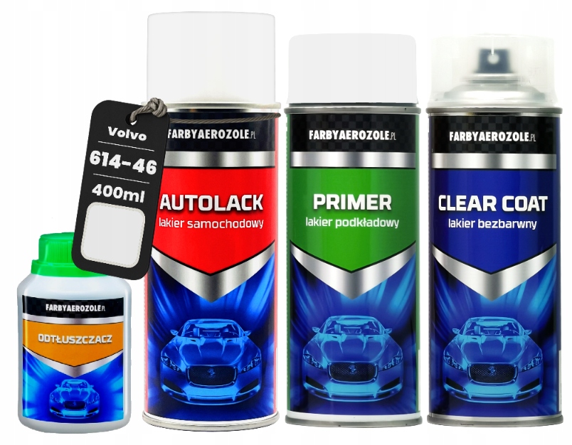 Zestaw Do Naprawy Lakieru Białe Volvo 614-46: Baza, Podkład, Klar, Zmywacz