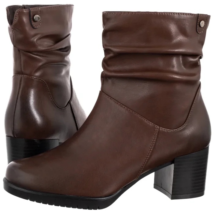 Dámské kožené Kotníkové Boty na podpatku Sergio Leone Hnědé Bt 25636-S