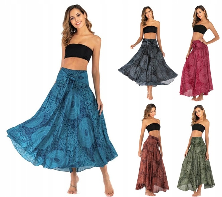 ZWIEWNA DŁUGA SPÓDNICA DAMSKA MAXI DO KOSTEK BOHO Materiał dominujący satyna