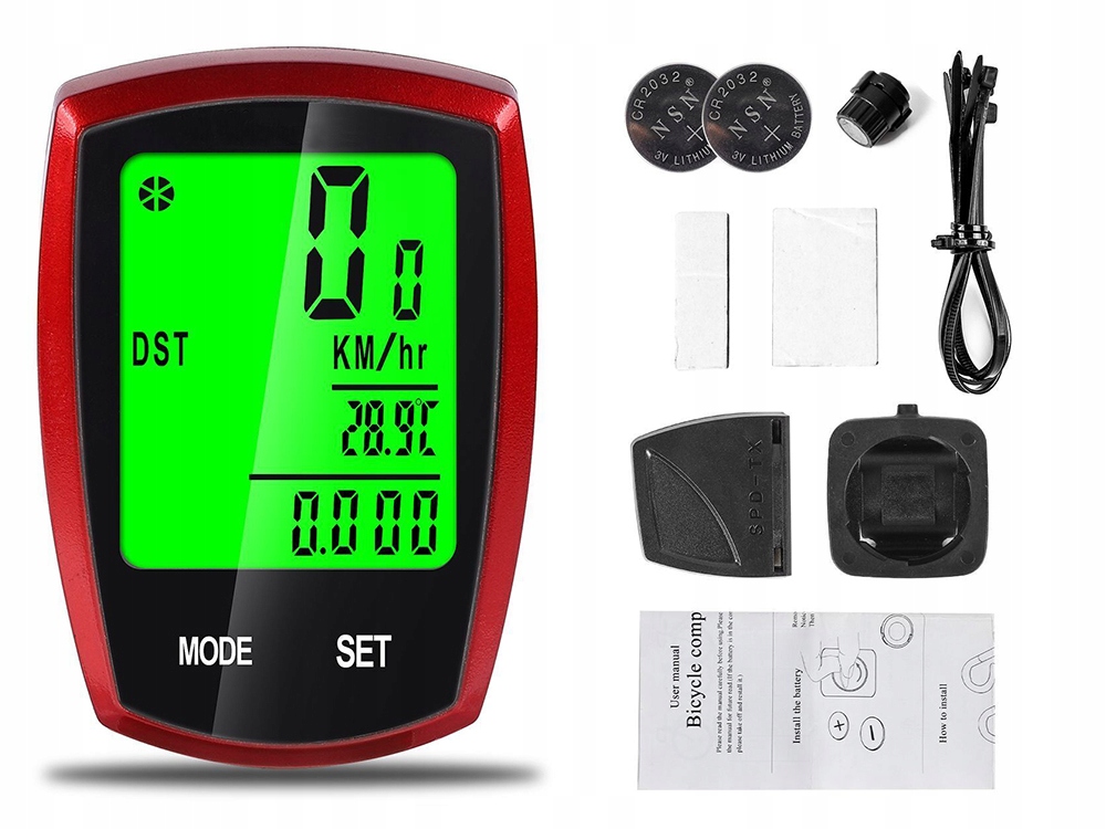 LICZNIK ROWEROWY WODOODPORNY LCD PRĘDKOŚCIOMIERZ 22 FUNKCJE BEZPRZEWODOWY Marka Verk Group