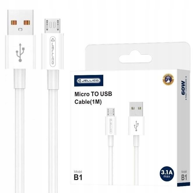 Szybki Kabel 60W PD USB na MicroUSB do Ładowarki Quick Charge 1m B1 JELLICO
