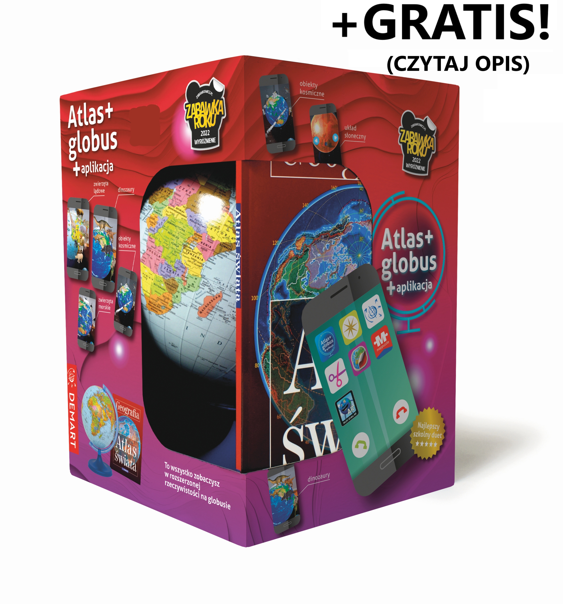 GLOBUS INTERAKTYWNY Z APLIKACJĄ + ATLAS GEOG. + GRATIS (OPIS) PAKIET 2026!