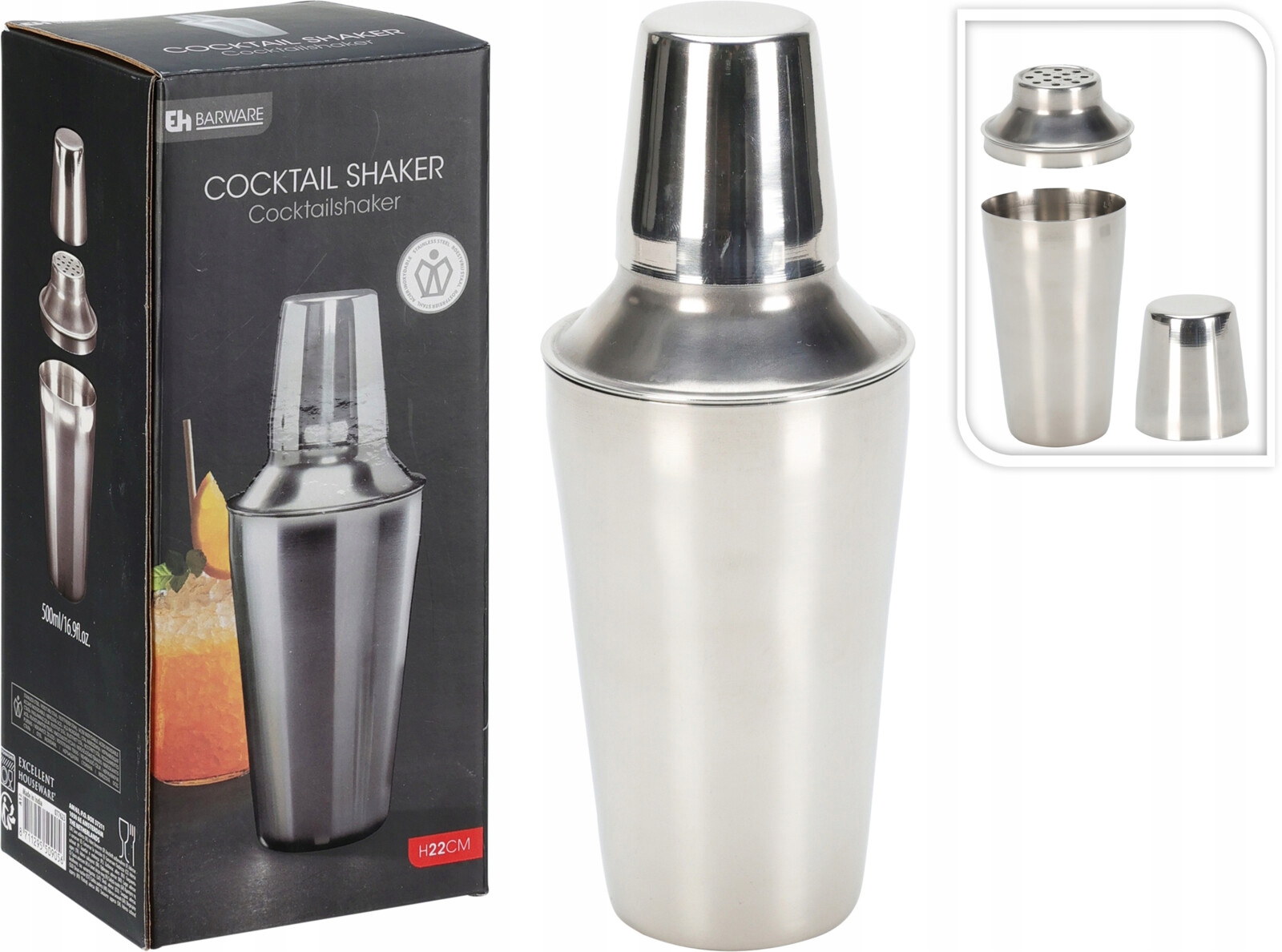 

Shaker Barmański Do Drinków Koktajli 500 ML