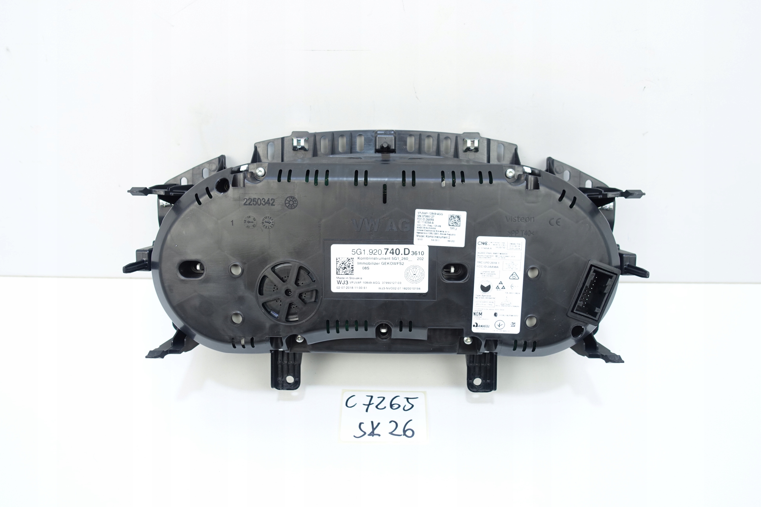 dials dials VW GOLF VII 7 5G 34568KM 5G1920740D