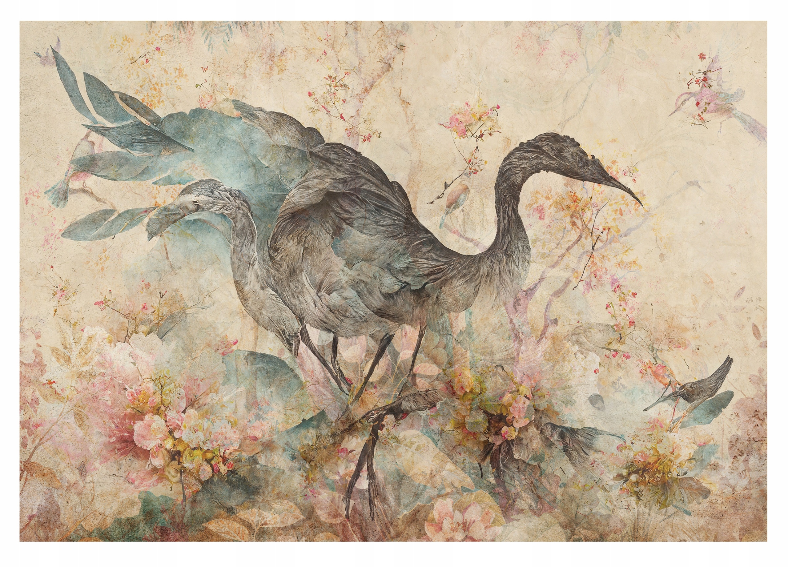 Fototapeta Žeriavy Beton Vtáky Retro 416x254