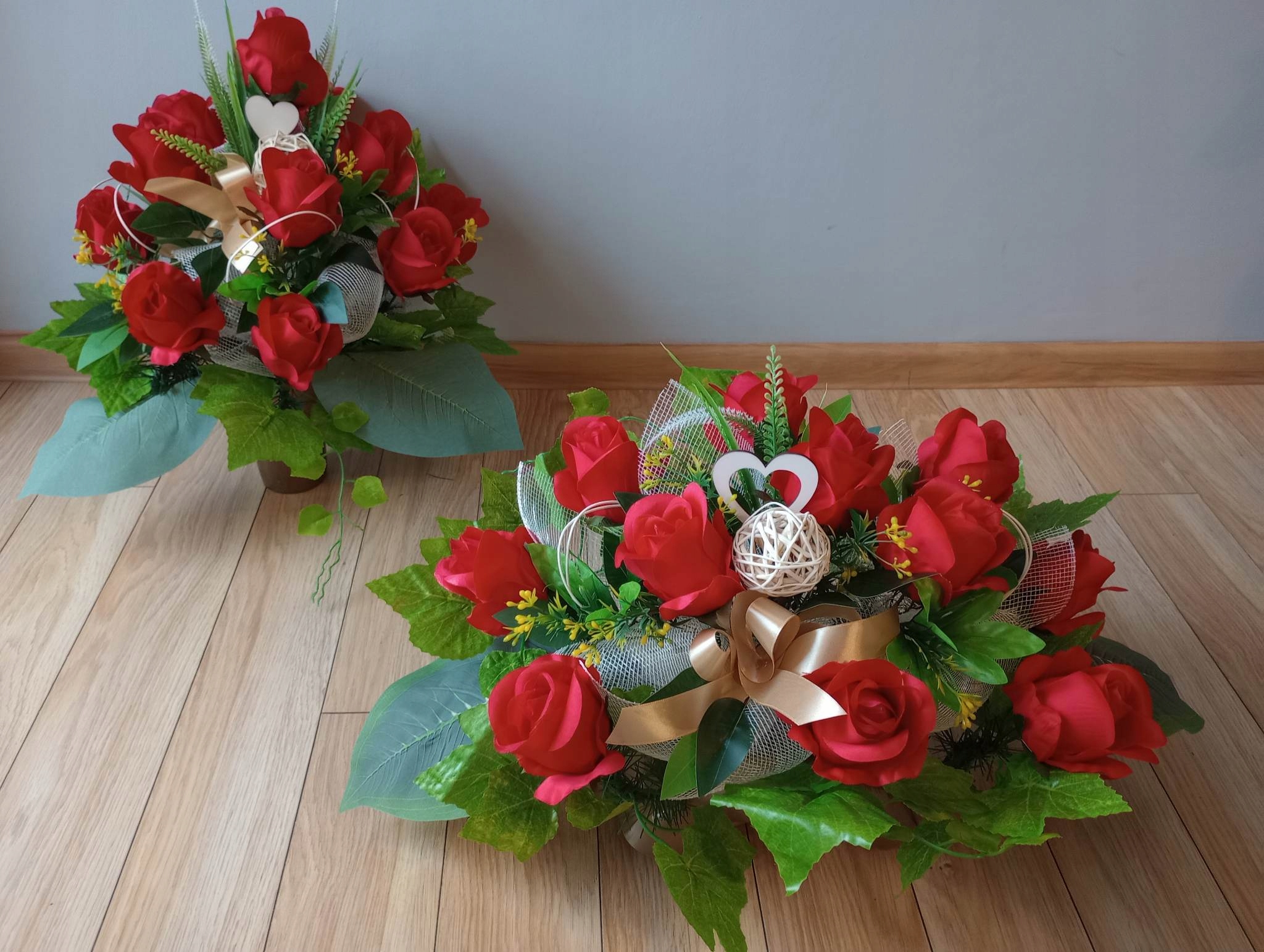 KOMPOZYCJA STROIK KOMPLET na grób cmentarz RÓŻE