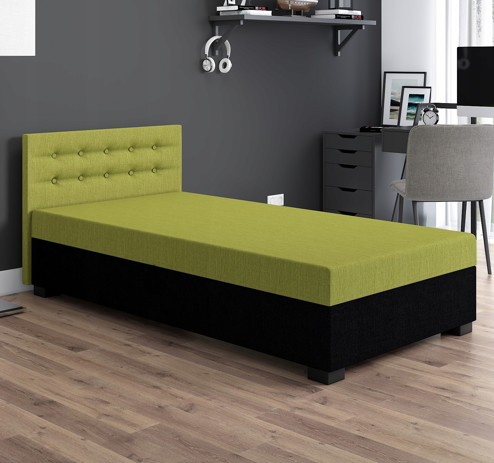 Postel 100x200 Jednolůžkový gauč pro mládež s matrací Olaf