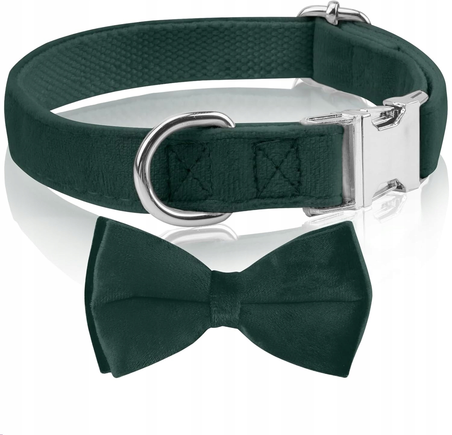 Levně Sametový Obojek Pro Psa S Odnímatelnou Mouchou, Nastavitelný, Velikost M, Zelený