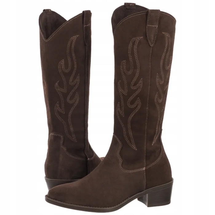 Dámské Kožené Kozačky Kovbojské Boty Ryłko Hnědé 4ZXT2___M_6TJ