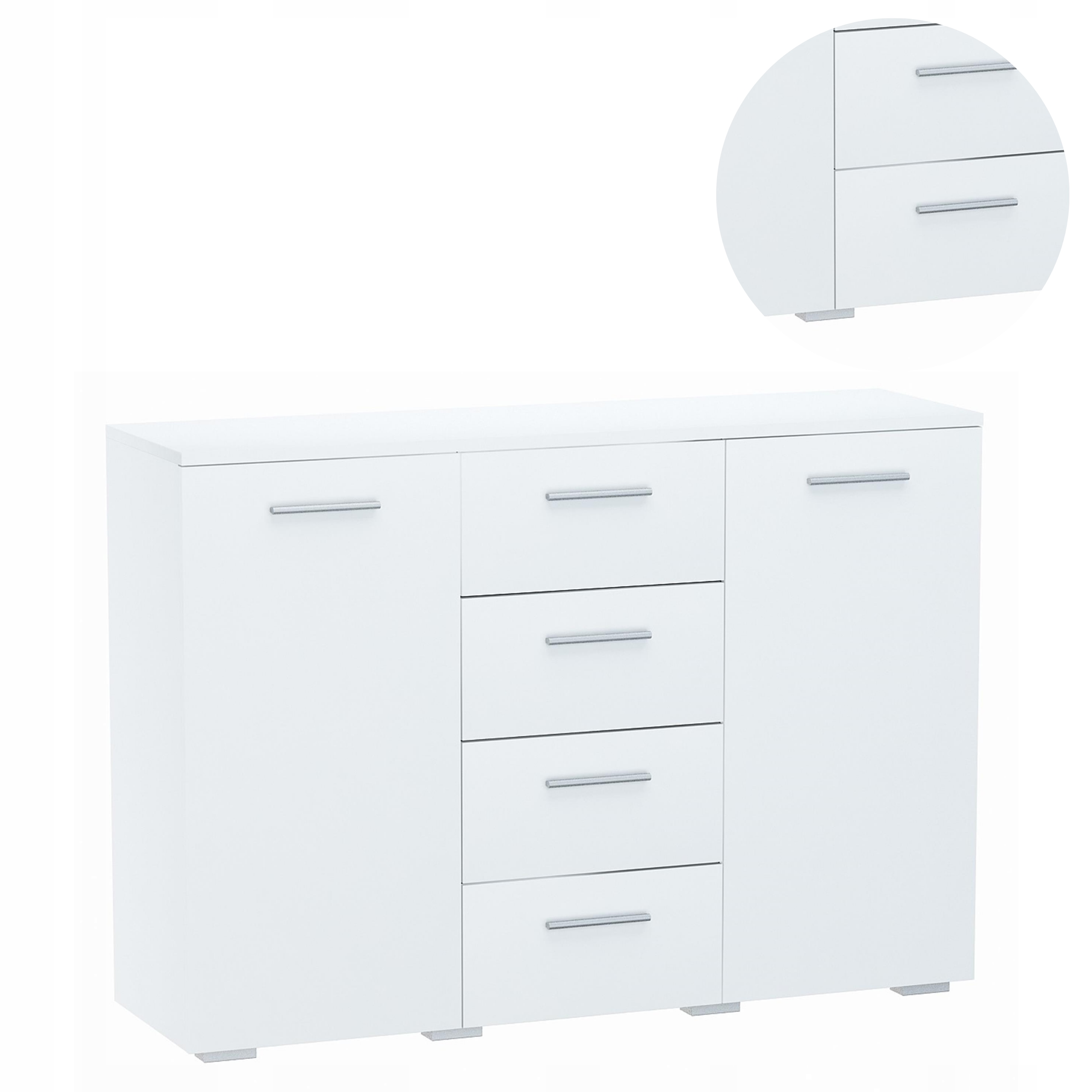 Komoda Helena 120 cm 2D4S Biela veľká šatňa, skrinka na oblečenie, hračky