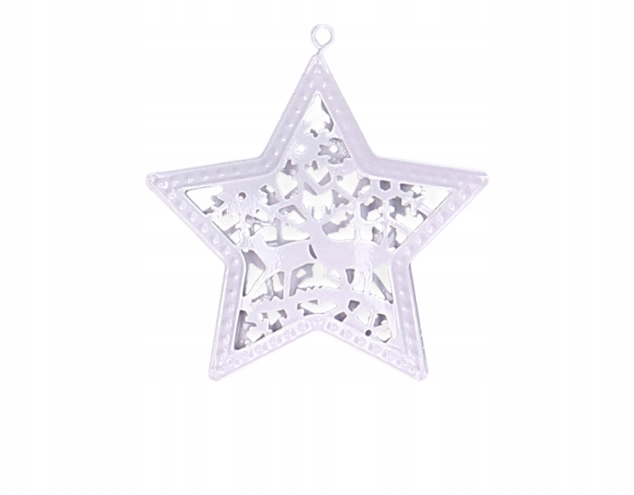 

Zawieszka metalowa Gwiazdka renifer Duża biel 1szt