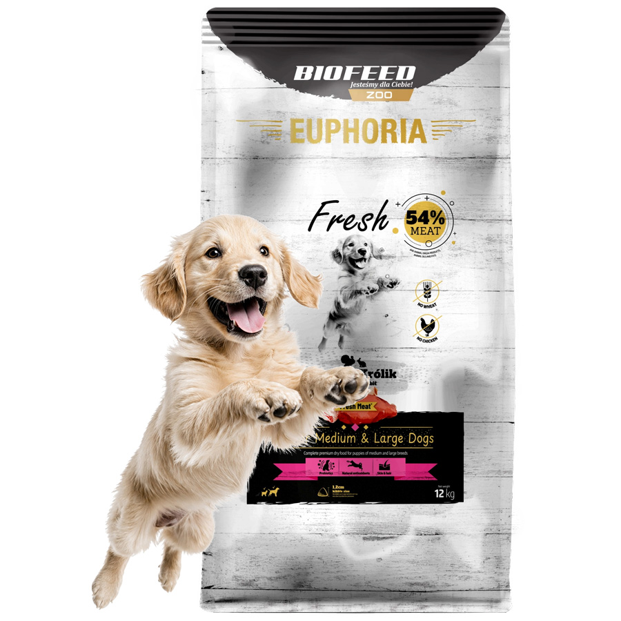 Biofeed Euphoria Fresh Meat Junior krůta králík M/L 12kg krmivo pro psy