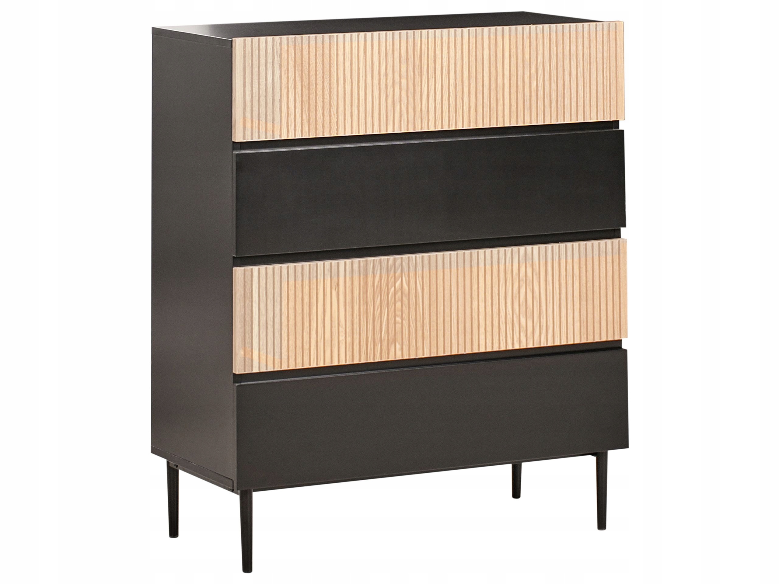 Komoda z 4 szufladami Mdf czarna jesion naturalny