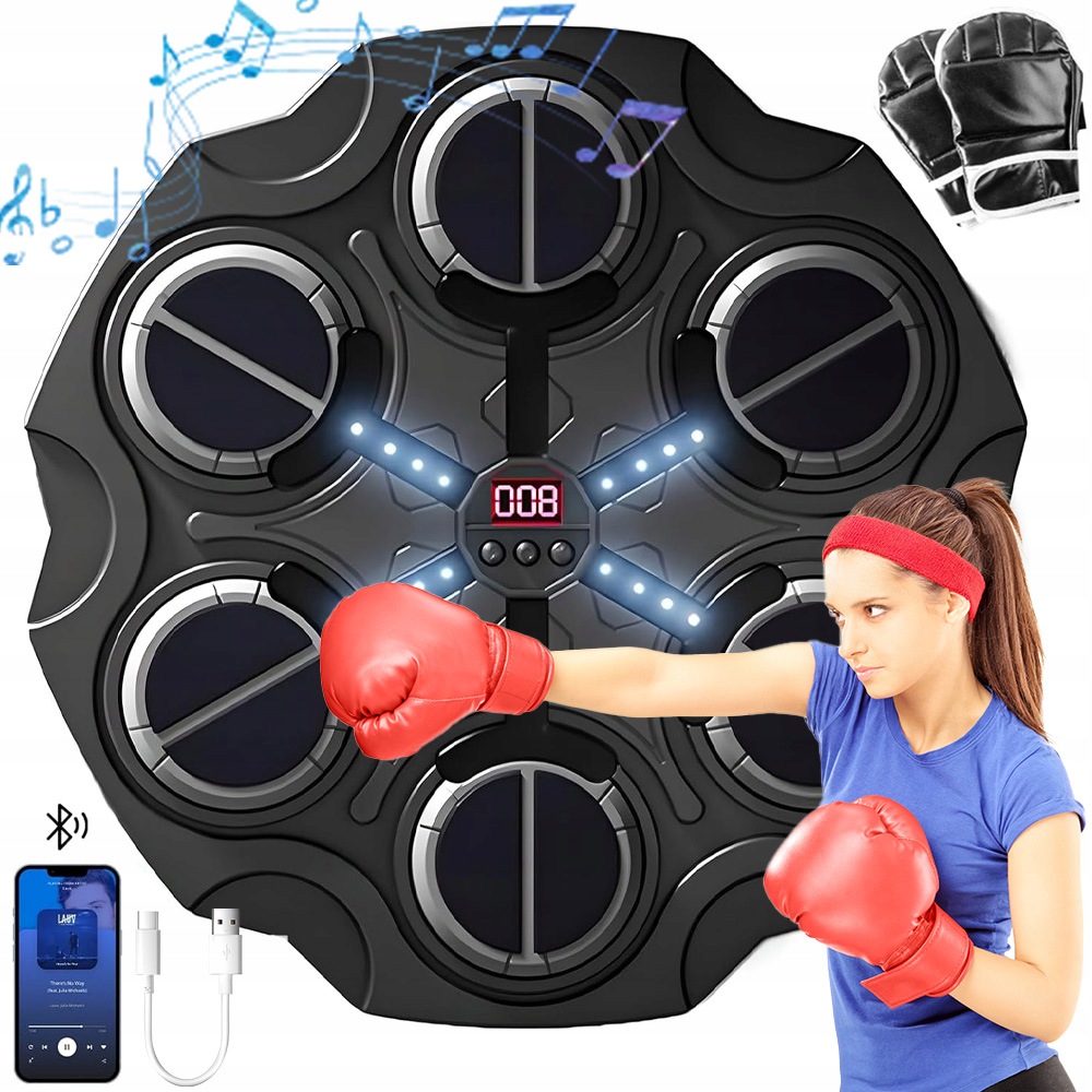 Tréninková Boxovací Deska Na Zeď, Trenažér, Hudba, Bluetooth, Led, 3 Režimy