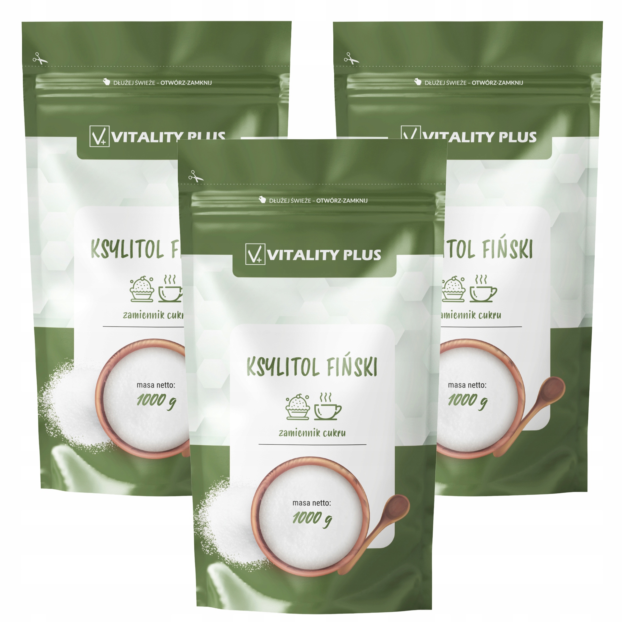 Fiński Ksylitol Cukier Brzozowy 3kg Zestaw Naturalny Czysty Zamiennik cukru