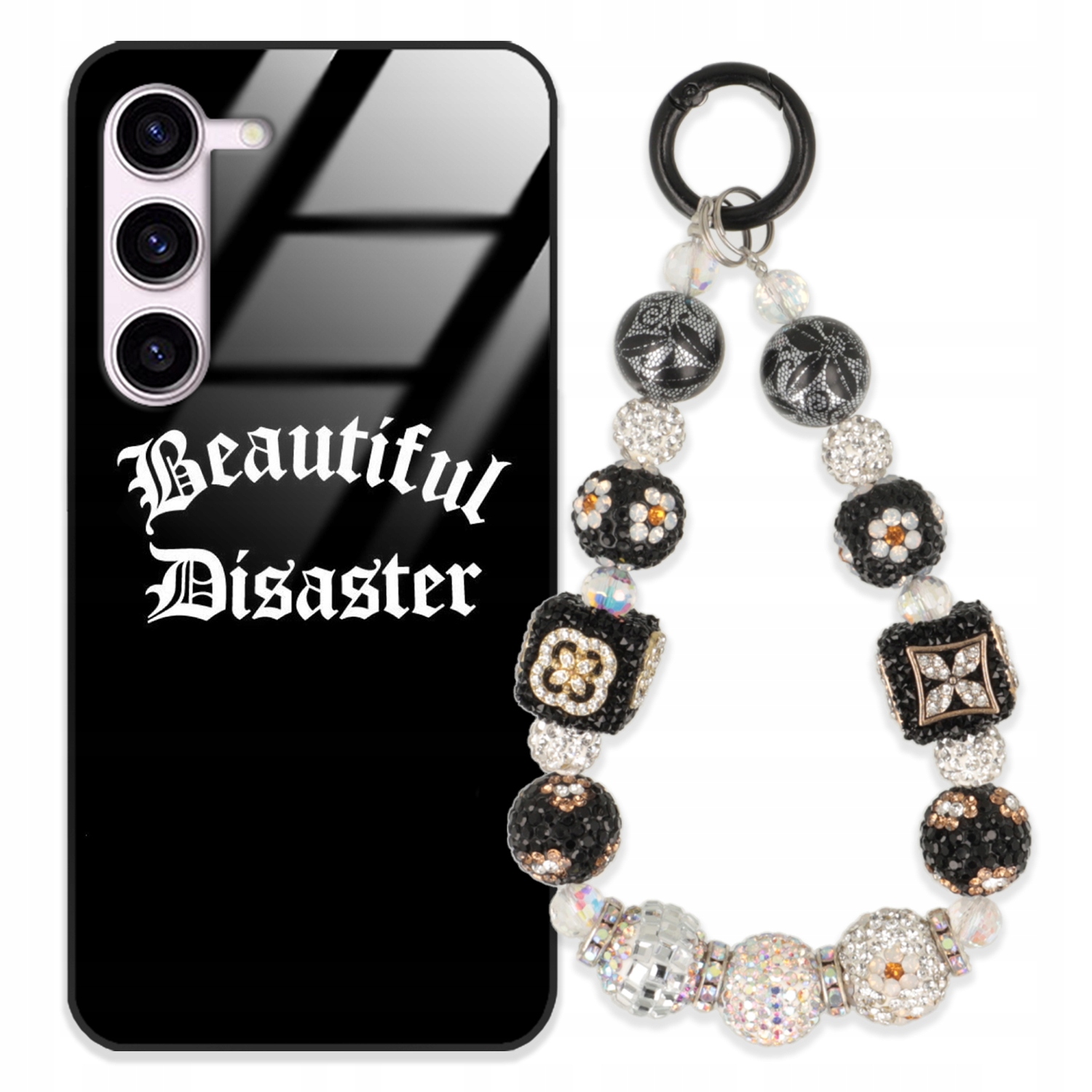 Puzdro Pre Samsung S23 Glass Kľúčenka Elegantné Prémiové Vzory Puzdra