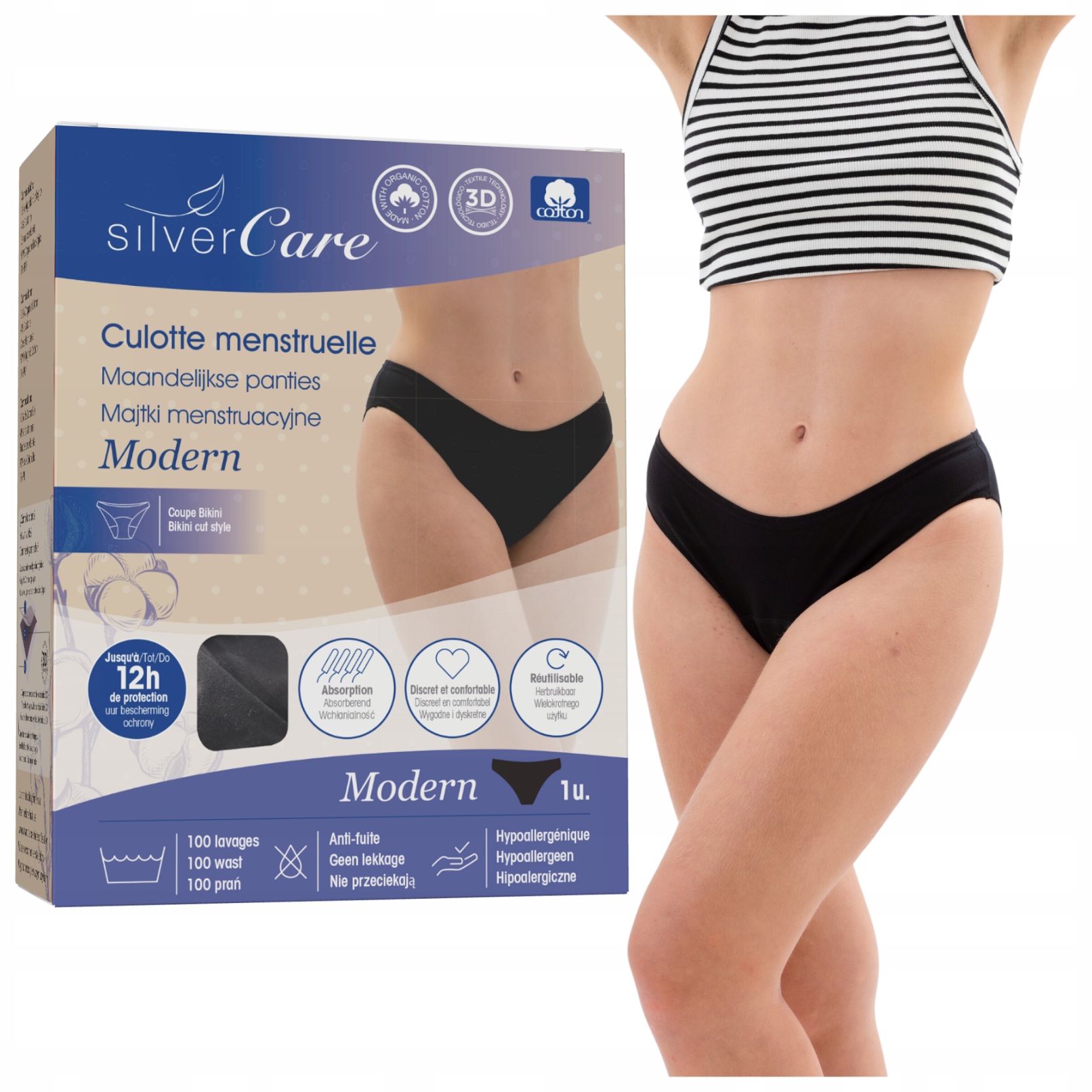 Silver Care Majtki menstruacyjne Modern niski stan, rozmiar S