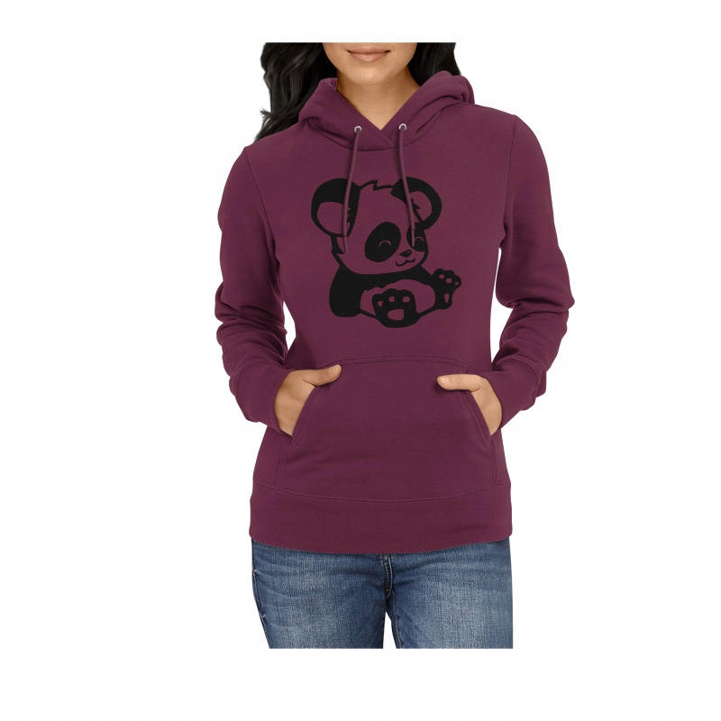 

Bluza damska Z Uroczą Pandą, kangurka, burgund XL
