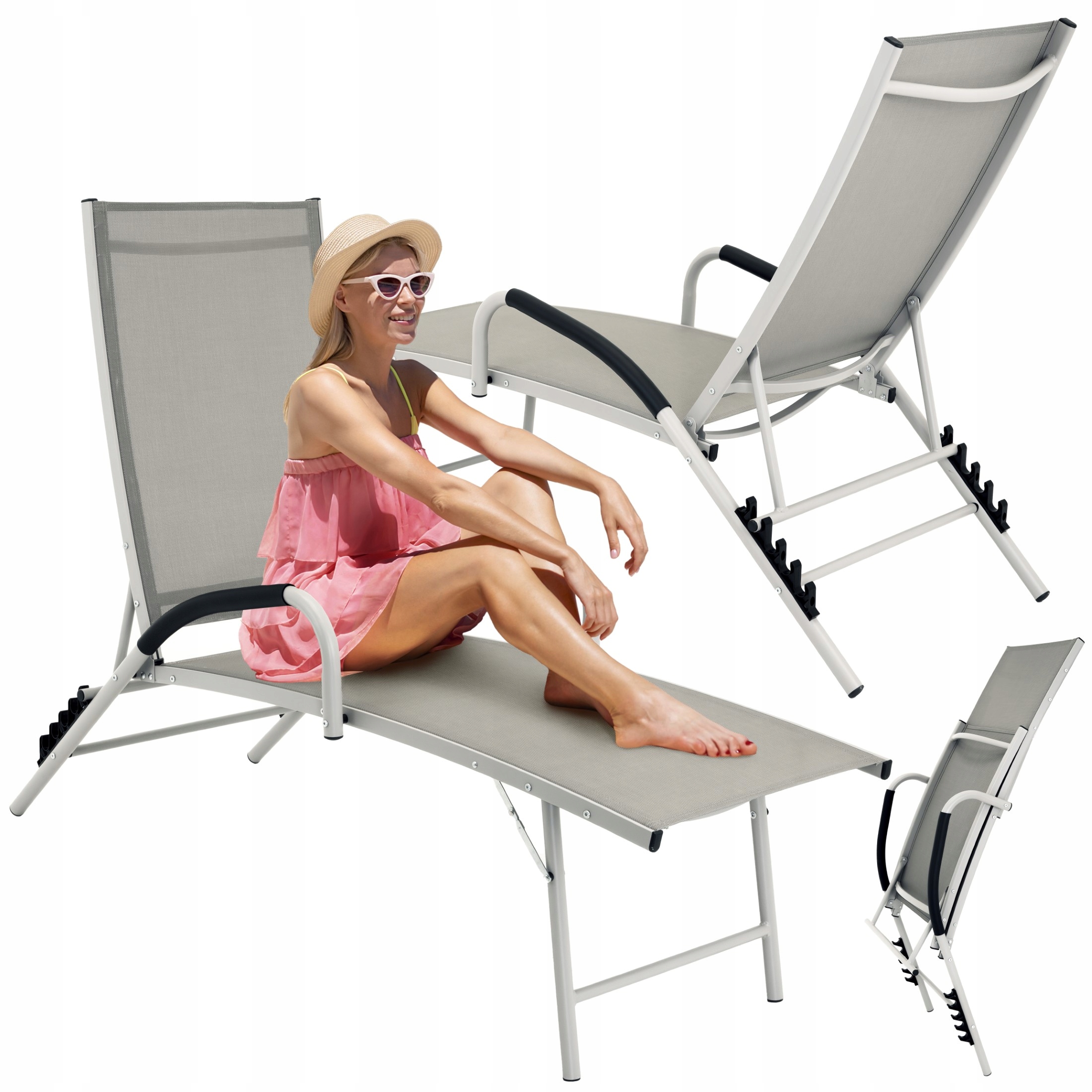 Skladacia záhradná hliníková lehátko Ležadlo do záhrady, nastaviteľné operadlo