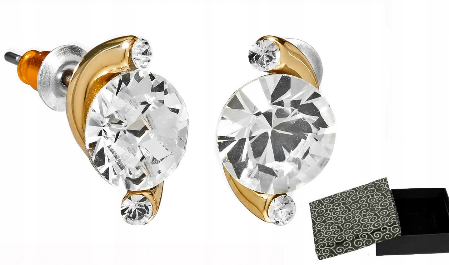 

Złote Kolczyki Duża Cyrkonia Swarovski Małe Colibr