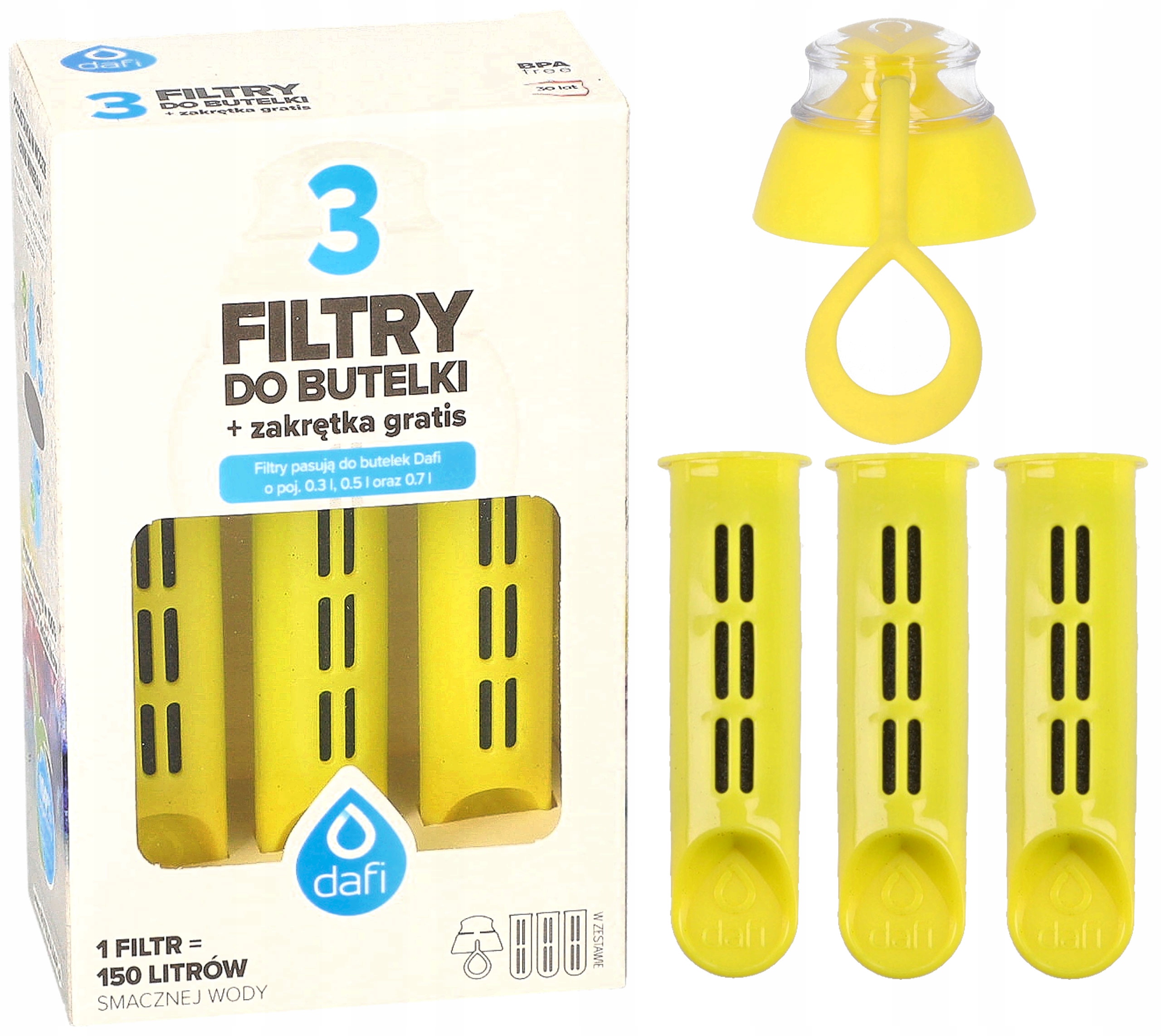 

Filtr do butelki Dafi 3 szt. nakrętka Cytrynowy