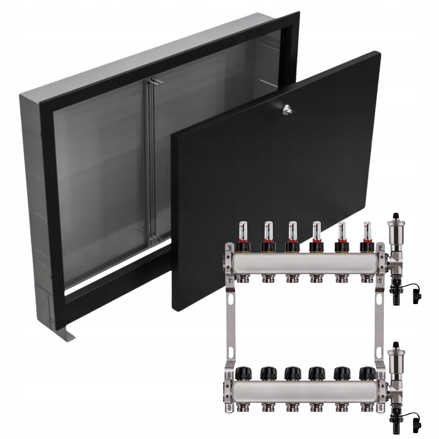 Nerezový Rozdělovač Podlahových Krytin 6+ Podomítkový Box Černý