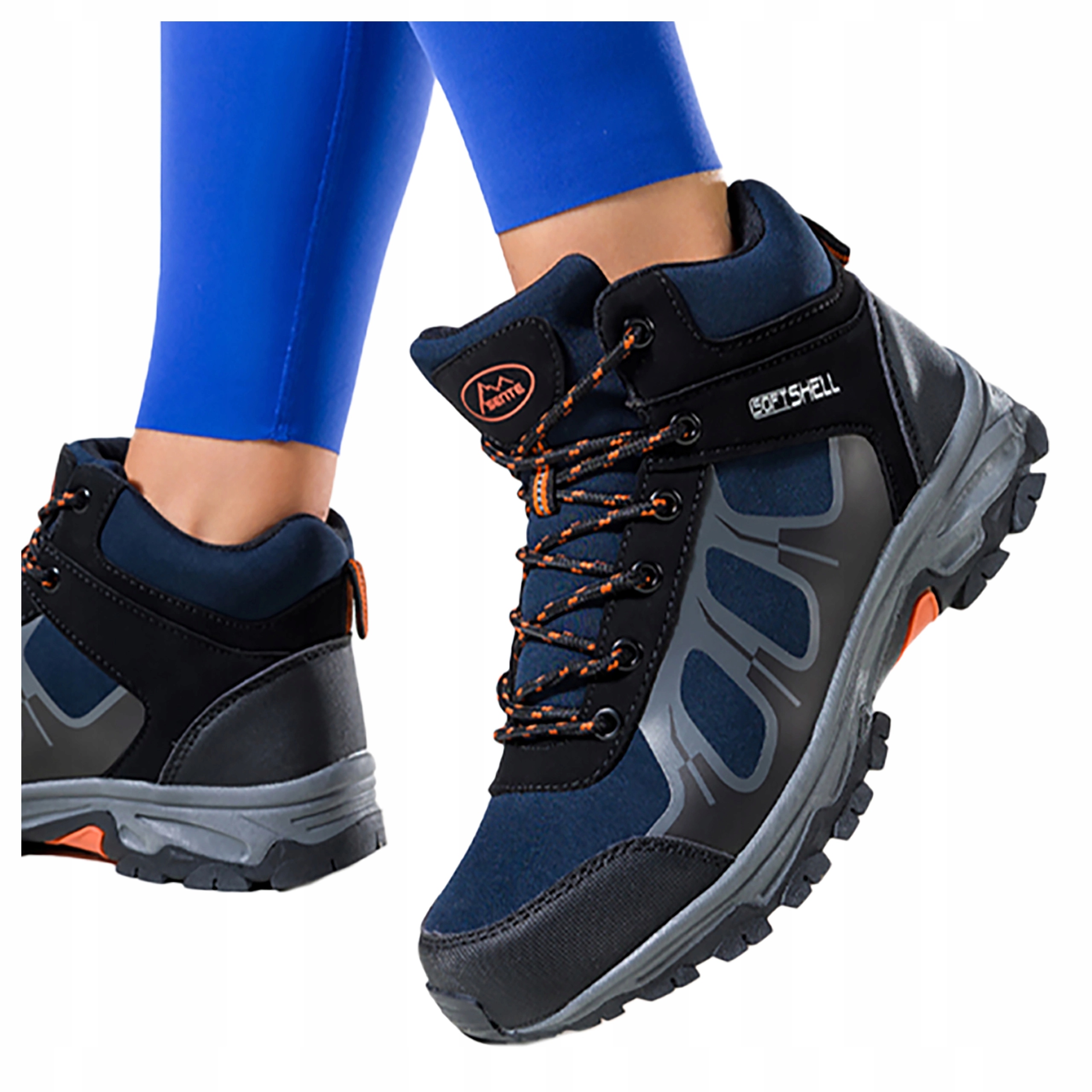 Tmavě modré Trekingové sportovní boty Softshell Vysoké, šněrovací, velikost 38