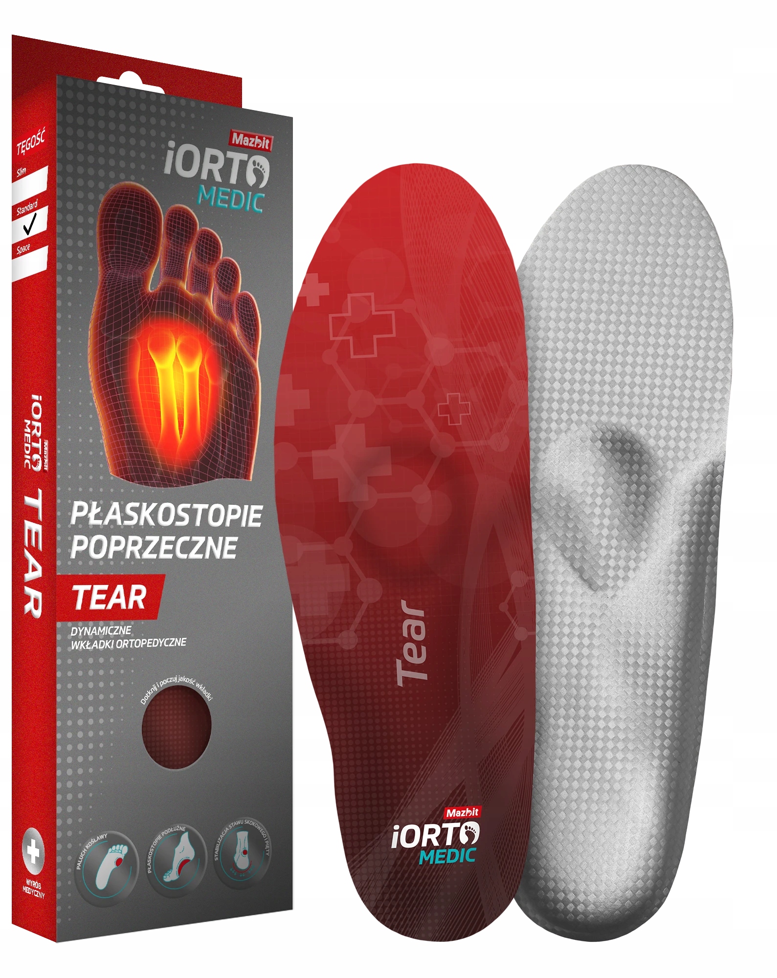 Mazbit Dynamiczne wkładki płaskostopie poprzeczne Tear Standard rozmiar 45