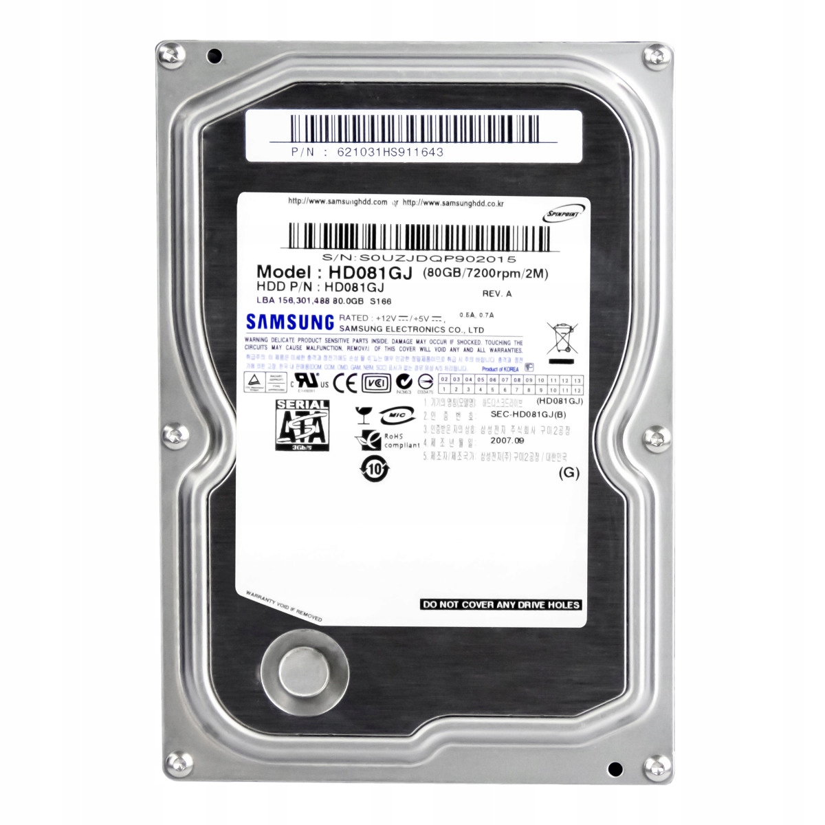 Samsung 80GB 7.2K 2MB Sata II 3.5" Hdd (Pevný disk) HD081GJ
