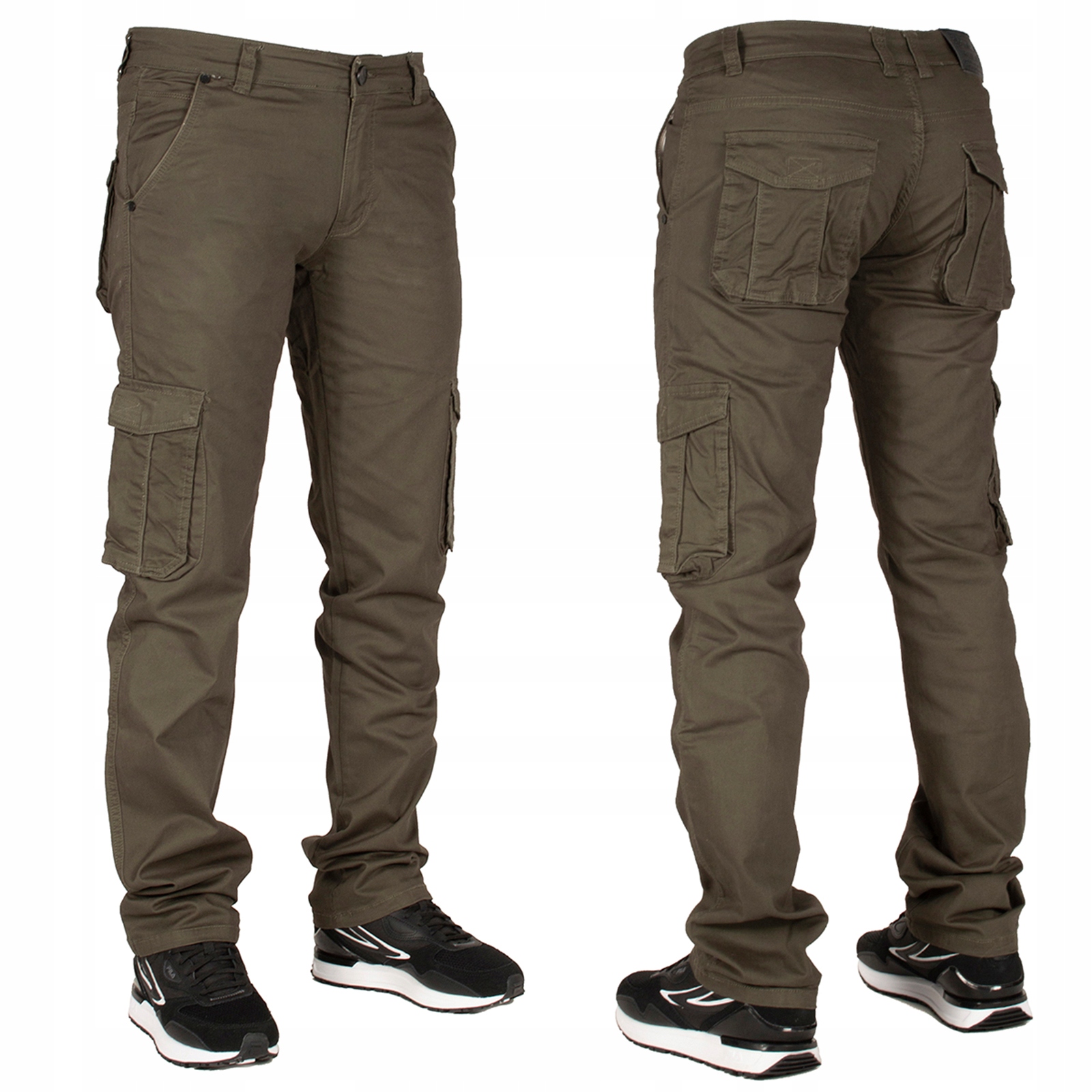 Spodnie męskie bojówki W:42 104 CM khaki robocze