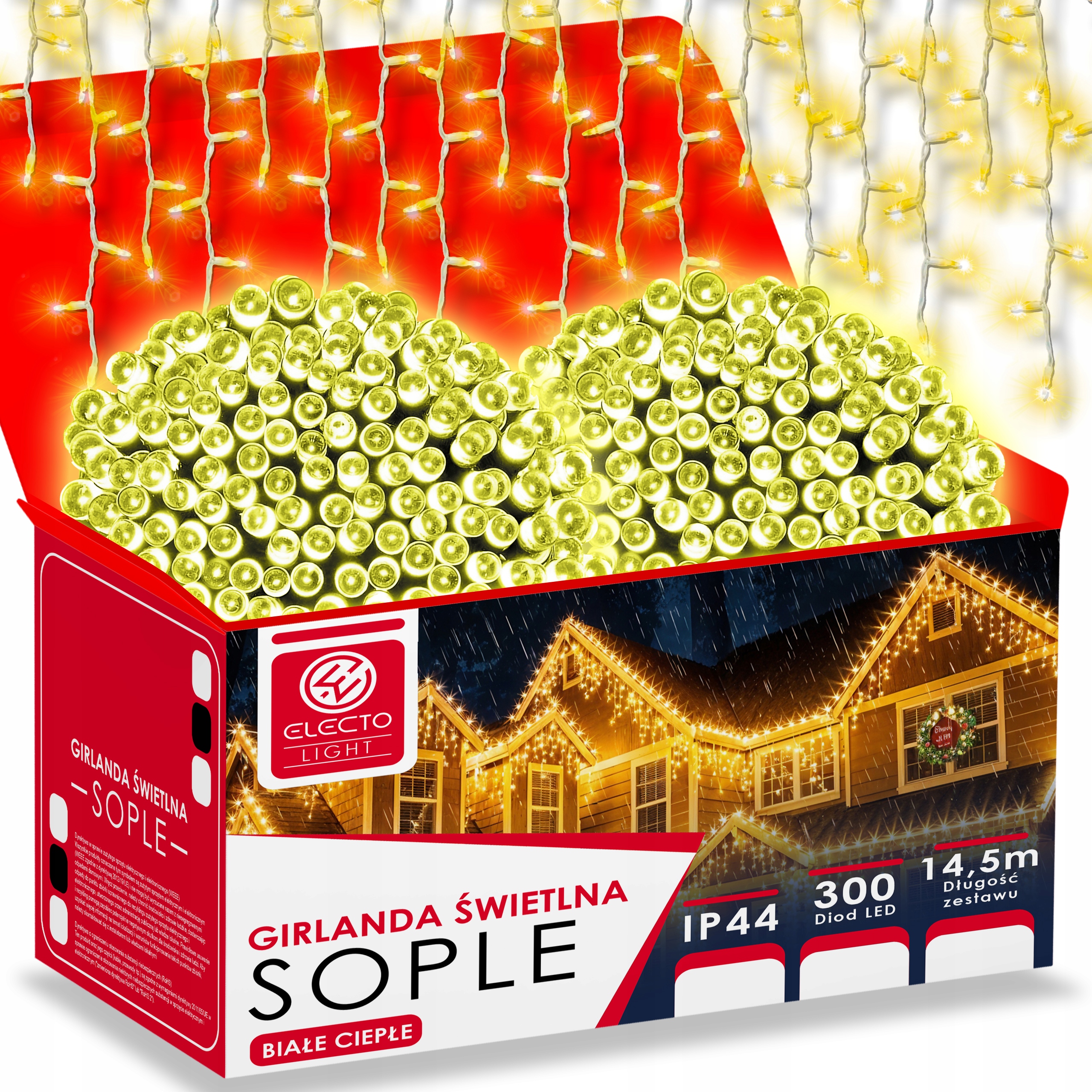 SOPLE LAMPKI CHOINKOWE 300 LED 14.5M ZEWNĘTRZNE ŚWIATEŁKA ŚWIĄTECZNE +FLASH