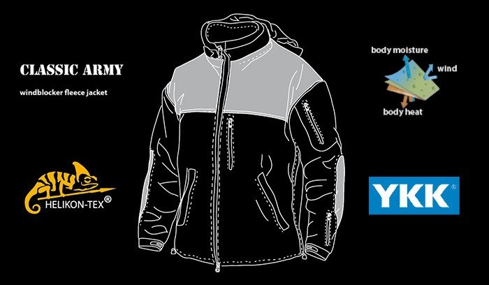 Helikon Bluza polarowa Classic Army Windblocker Czarna XL Marka Helikon-Tex