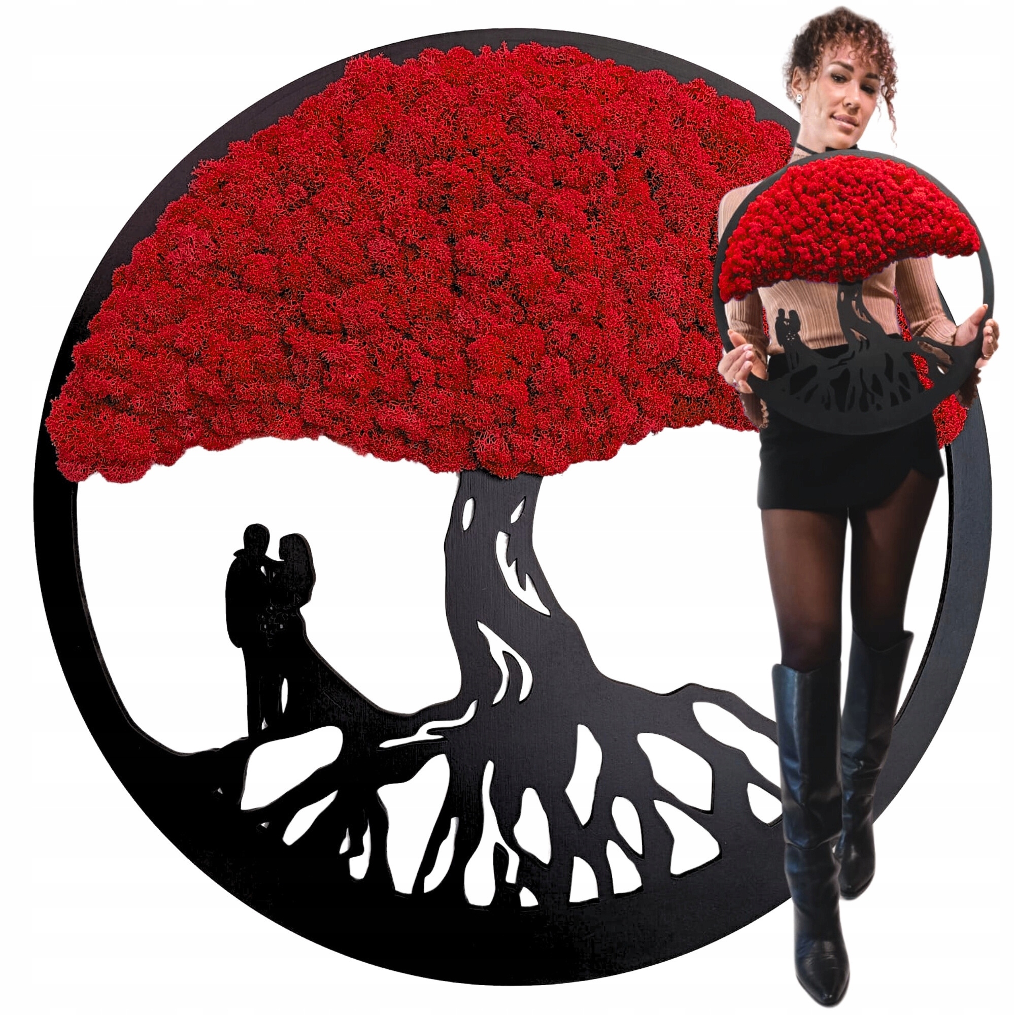 Obraz Z Mechu strom štěstí života Chrobotek 50 cm Dárek na svatba svatební hostina